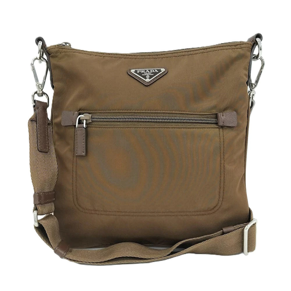 Prada crossbody bag classic enameled triangle Brown